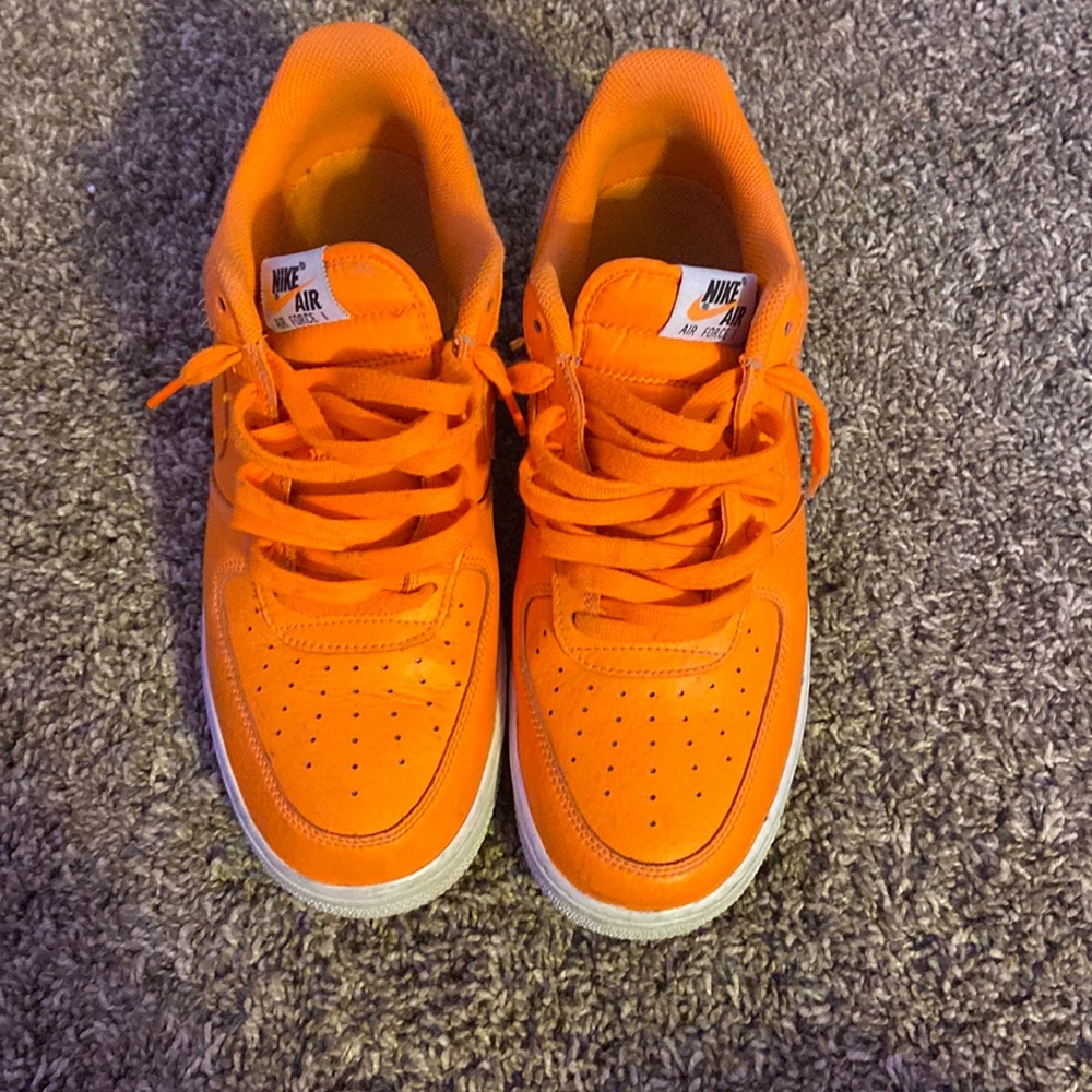 Mens Neon orange Air Force 1’s